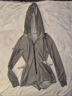Dolls Kill Gray Hooded Half-Zip Romper